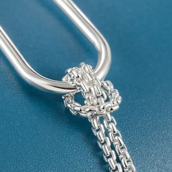 925 Sterling Silver Elegant Minimalist Geometric Bracelet - Picture 5 of 5